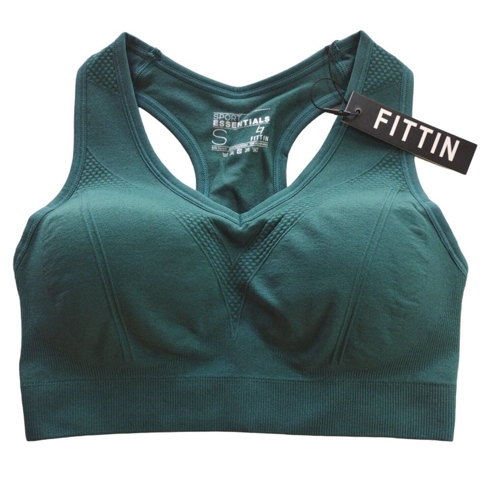 Fittin Sport Essential Sports Bra Green Size Small Womenswear